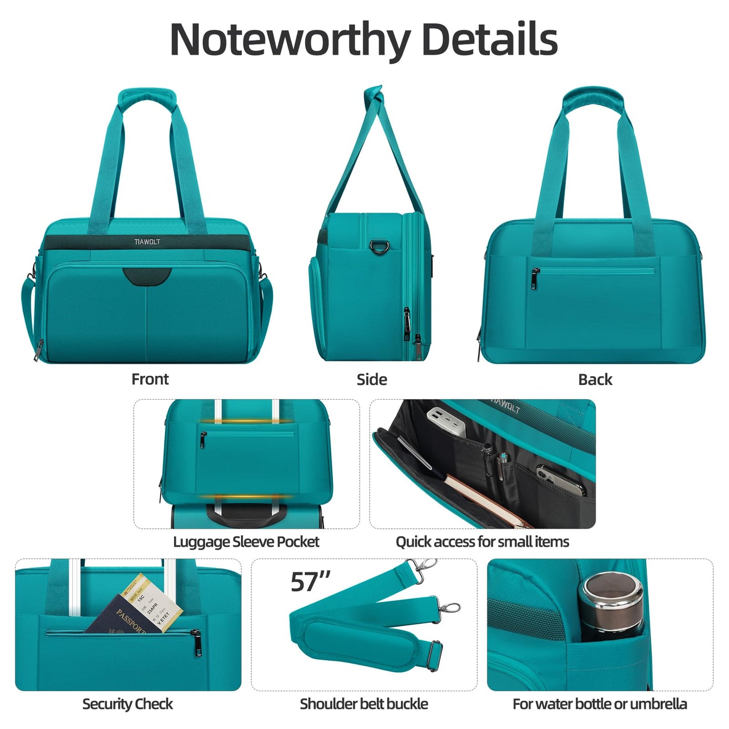 TIAWOLT Carry-On Luggage Travel Duffle Bag Carry on Duffle Airline Approved Expandable Travel Duffle, Weekender Bag for Men and Women with Wet Pocket Large Compartment, Green