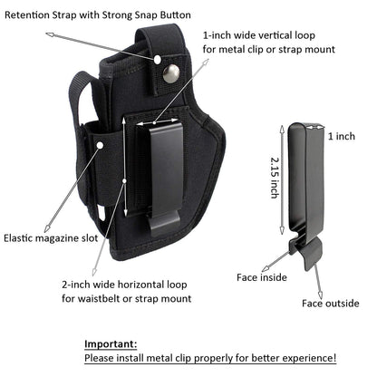 Depring Concealed Carry Holster IWB OWB Holster with Magazine Slot
