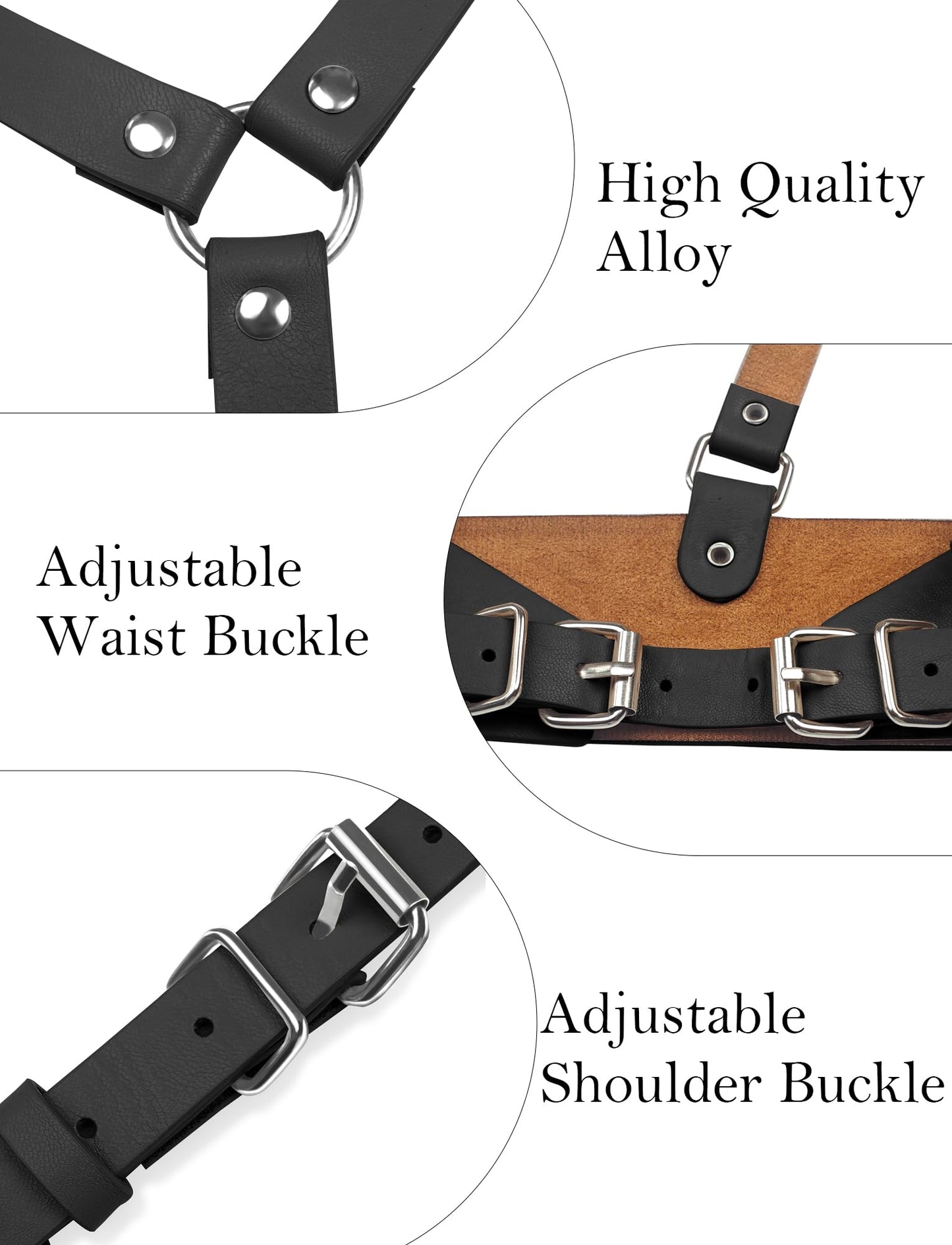 Happy Cherry Harness Belt for Women Punk Belt PU Leather Fashion Accessories for Dress Blouses