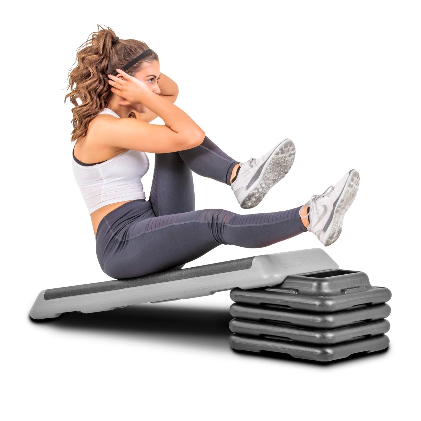 The Step Freestyle Grey Aerobic Platform, Health Club Size Steppers for Exercise