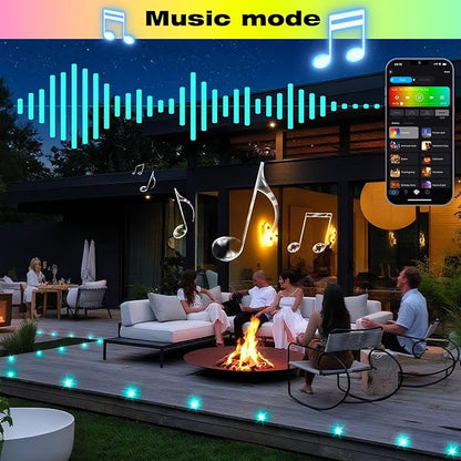 FVTLED LED Deck Lights Kit, 6pcs Φ1.22 WiFi Smart Phone Control Low Voltage Recessed RGBW Deck Lighting Waterproof Outdoor Yard Path Stair Decor, Black