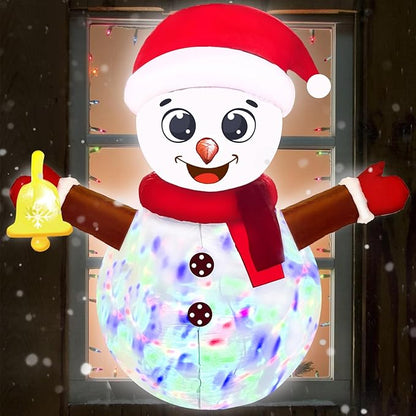 4ft Christmas Inflatables Decoration Outdoor Snowman Broke Out from Window with Built-in LED Rotating Color Lights Blow Up Christmas Decoration Outdoor Indoor Holiday Yard Garden Lawn Xmas Decor