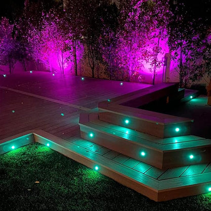 FVTLED Low Voltage Recessed RGBW Deck Light, 30pcs Φ1.22 RGB & Warm White Stainless Steel Waterproof Outdoor Step Lighting In-ground Landscape Pathway Patio Stair Decor Lamp, Black