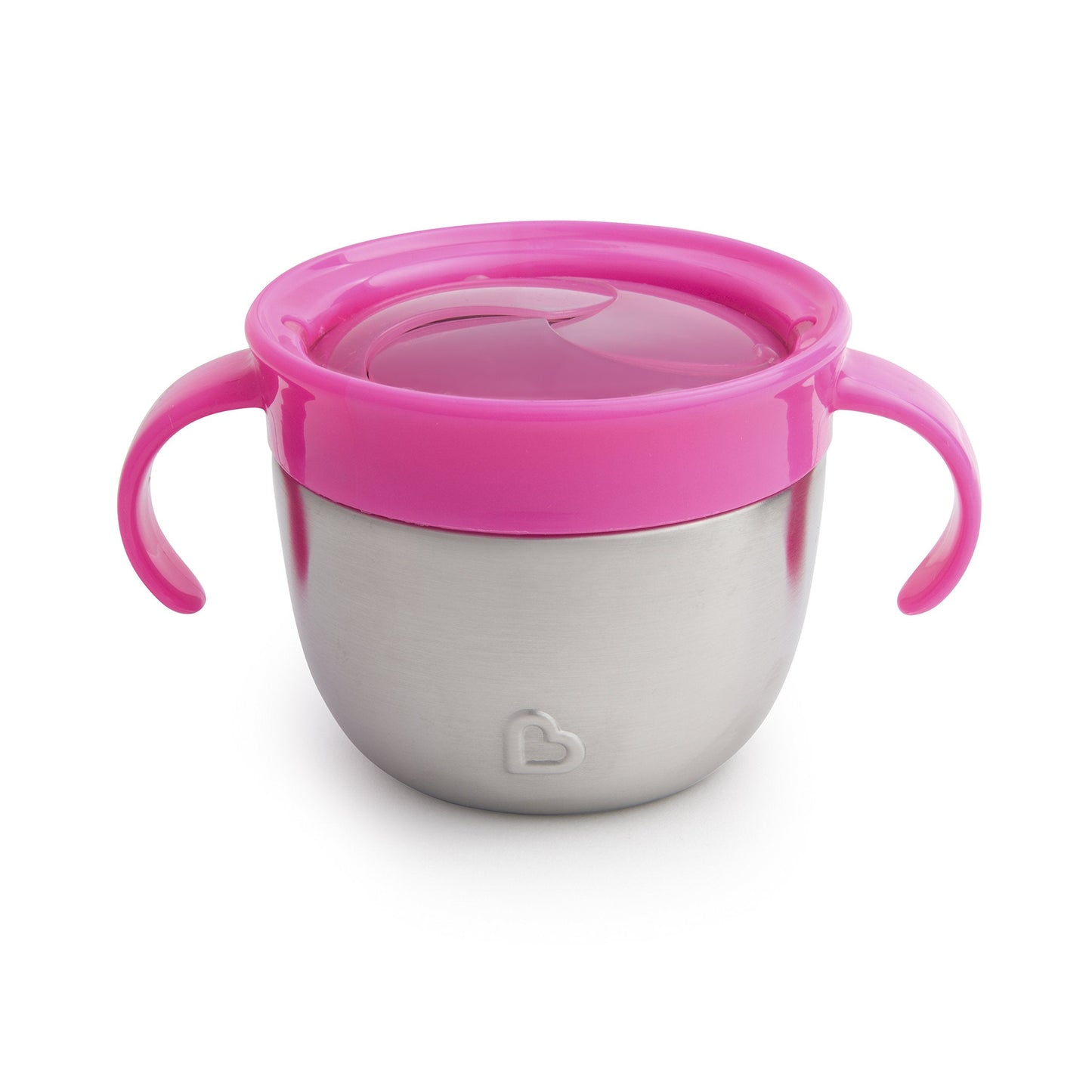 Munchkin® Snack+™ Stainless Steel Snack Catcher Cup with Lid, 9 Ounce, Pink, 1 Pack