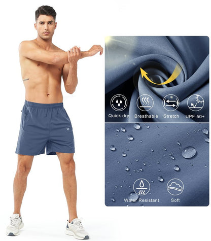 NORTHYARD Men's Athletic Running Shorts Gym Workout 7"/9"/5" Quick Dry Lightweight Sports Basketball Tennis 3 Zipper Pockets FEDERALBLUE-5inch XL