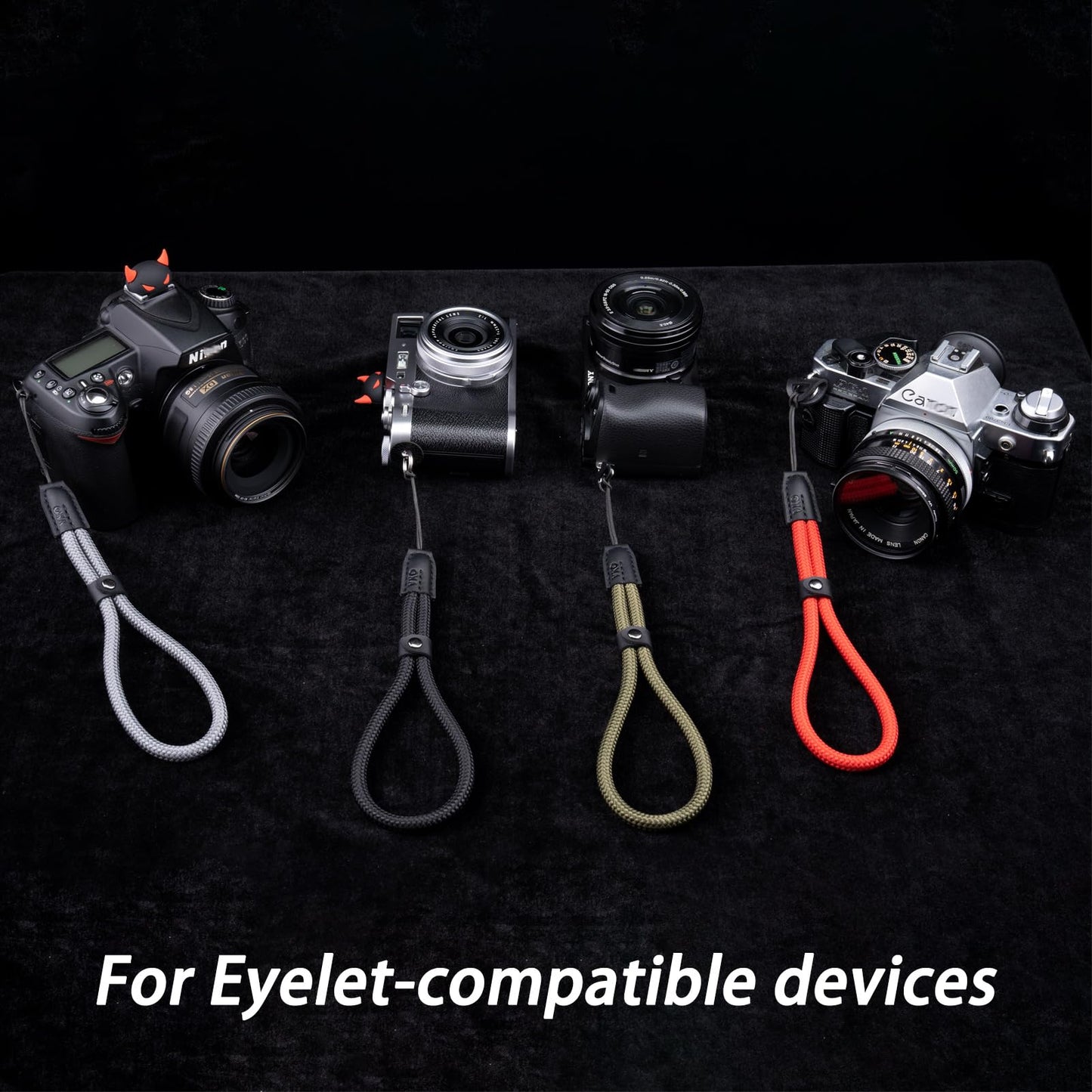 VKO Camera Wrist Strap,Climbing Rope Wrist Straps,Tether Hand Strap for Point-and-Shoot, Mirrorless, Small Cameras Accessory-Black