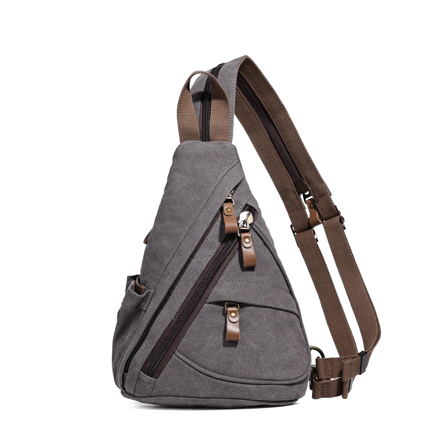 KL928 Canvas Sling Bag - Small Crossbody Backpack Shoulder Casual Daypack Rucksack for Men Women(Small Version, Dark Grey)