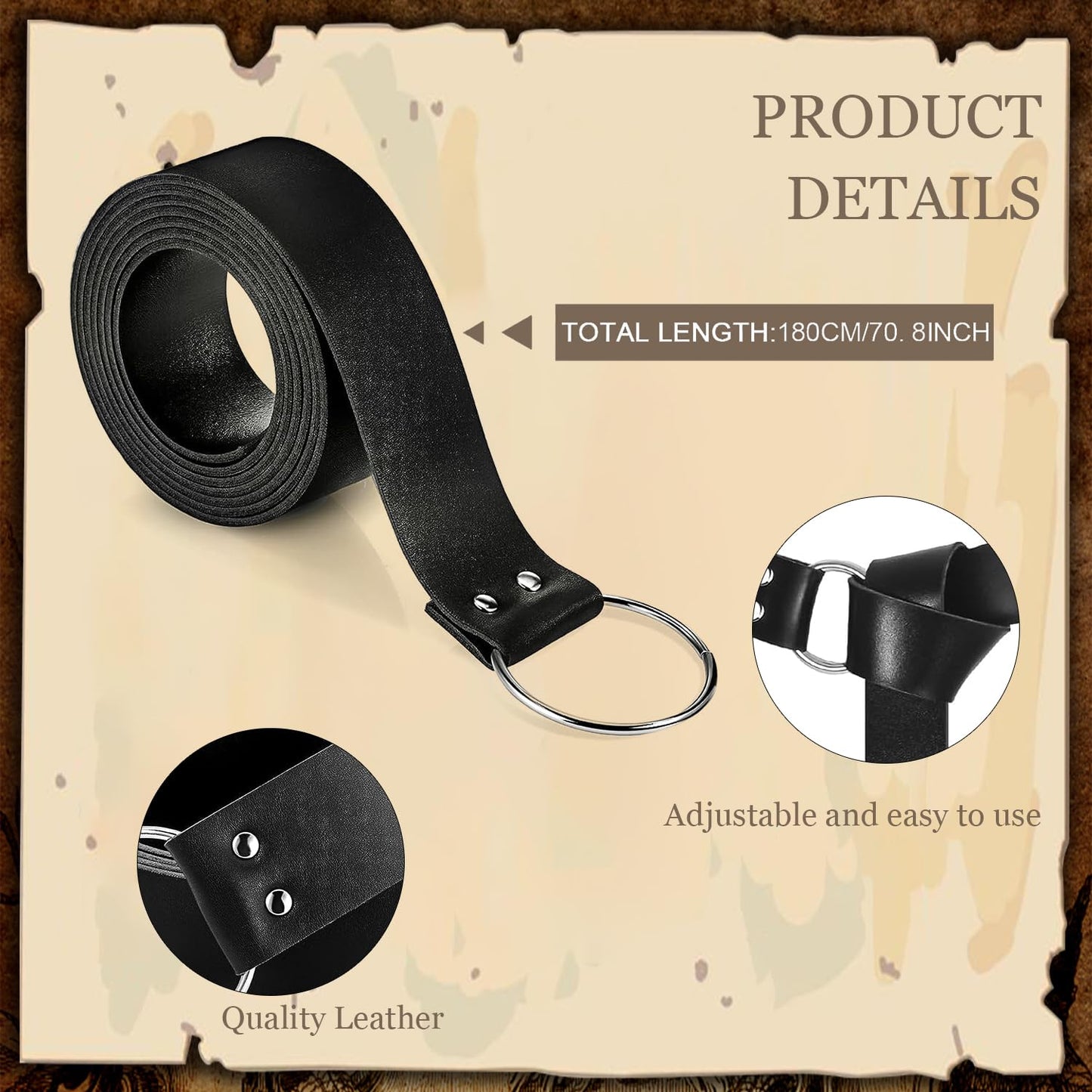 SUMGOGO 5PCS Corset Renaissance Belt Medieval Renaissance Belt Pouch Cork Potion Bottle Hikes Festival Halloween Costume Accessories (Black, L-Waist/32-43")