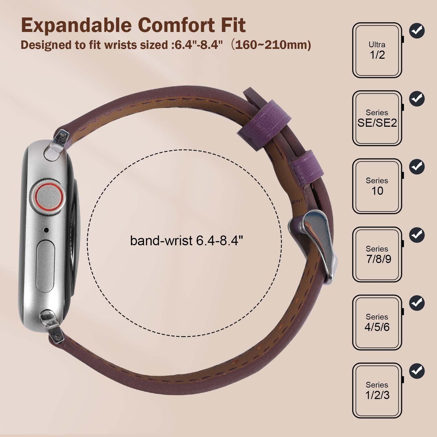 Biggyboom Italy Genuine Leather Bands Compatible with Apple Watch Band 42mm 41mm 40mm 38mm for Women Men, Sweat-Wear Resistant Leather Replacement Strap for iWatch Series 11 10 9 8 7 6 SE 5 4 3 2 1