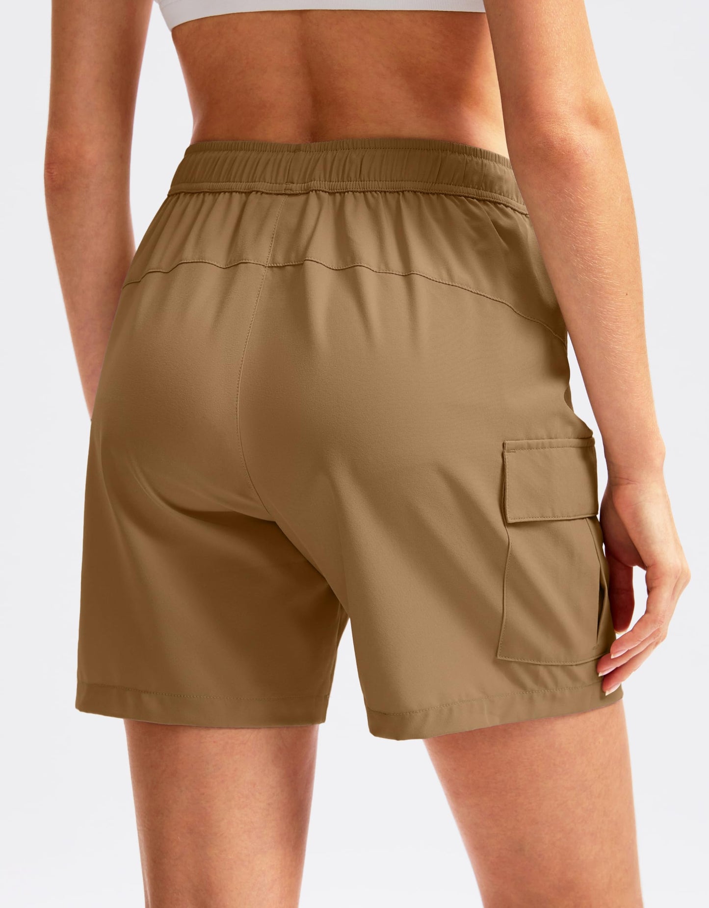 SANTINY Women's 5''/ 7''/9'' Hiking Cargo Shorts Quick Dry Lightweight Summer Shorts for Women Athletic Golf Zipper Pockets(Dark Khaki_M)