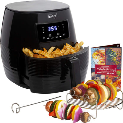 Deco Chef 5.8QT (19.3 Cup) Digital Electric Air Fryer with Accessories and Cookbook- Air Frying, Roasting, Baking, Crisping, and Reheating for Healthier and Faster Cooking (Black)