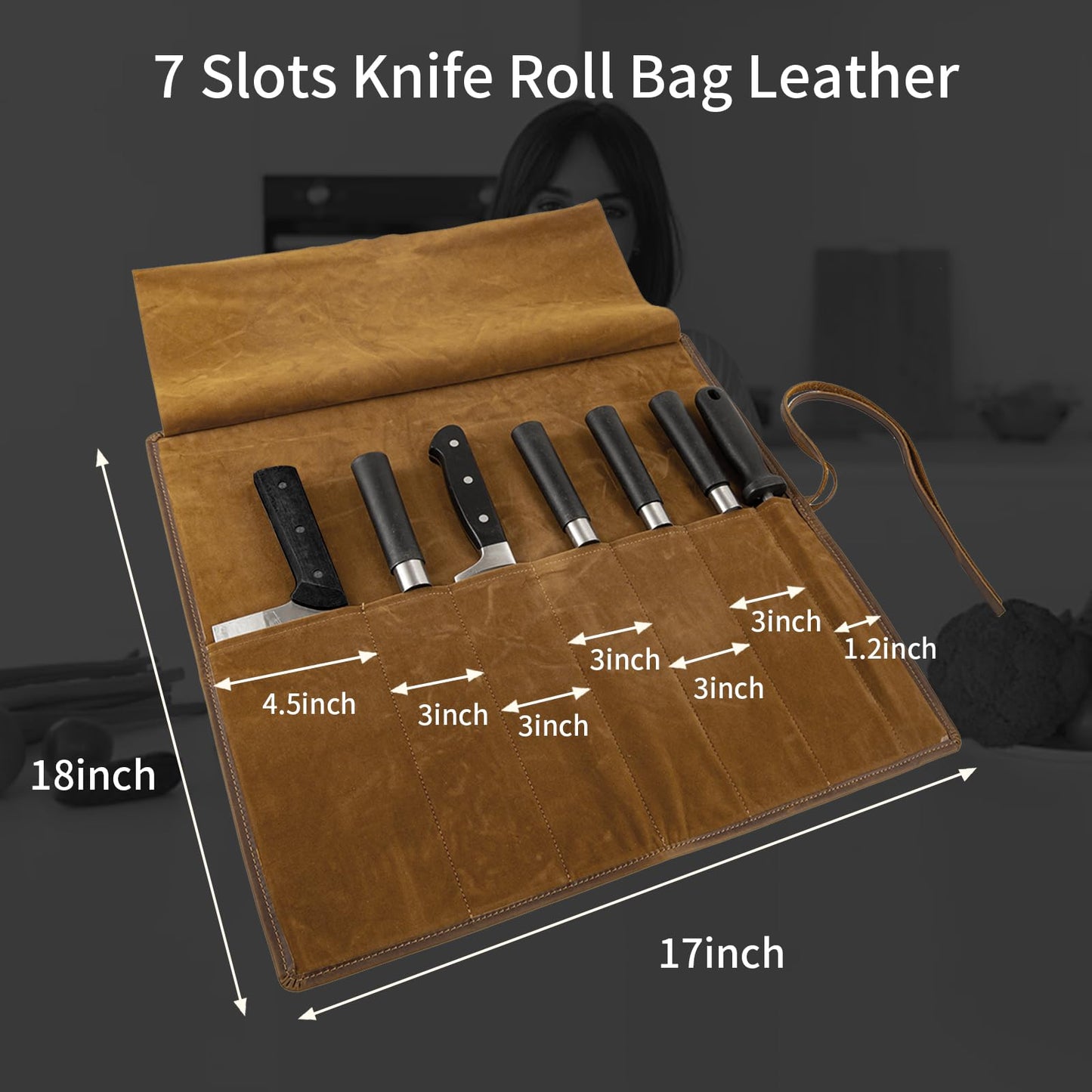 Genuine Leather Knife Roll, Knife Bags for Chefs Professional, Small Chef'S Knife Case Holder, Knives Holders Protectors with 7 Slots