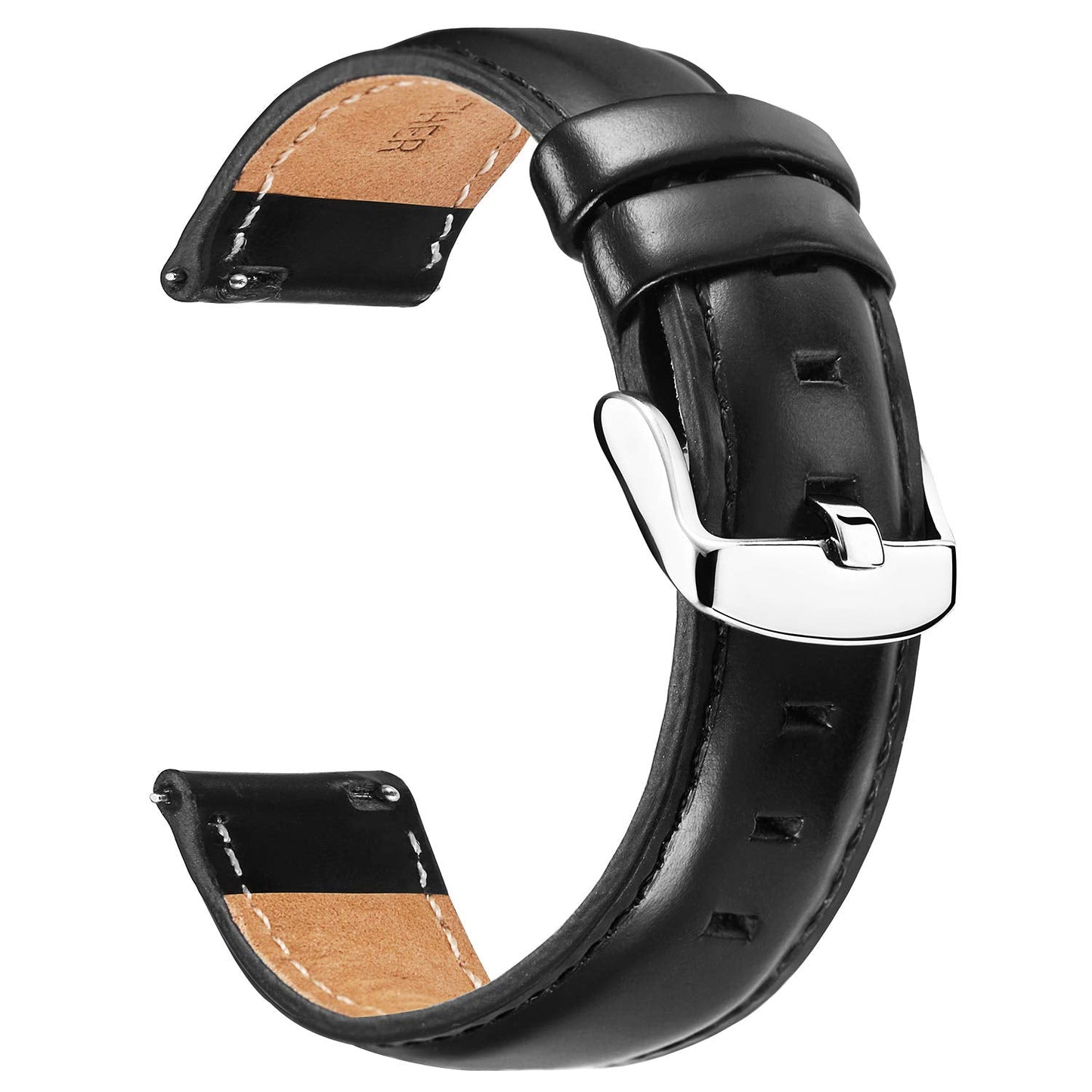 BINLUN Leather Watch Band Quick Release Replacement Leather Smart Watch Straps for Women and Men in Black Brown Red 12mm 13mm 14mm 17mm 18mm 19mm 20mm 22mm