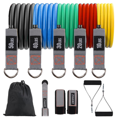 Resistance Bands with Handles, Single Resistance Bands, Exercise Bands with Handles, for Resistance Training, Physical Therapy, Home Workouts, Fitness, Pilates