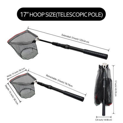SANLIKE Aluminum Collapsible Telescopic Fishing Net for Ice Salt/Freshwater