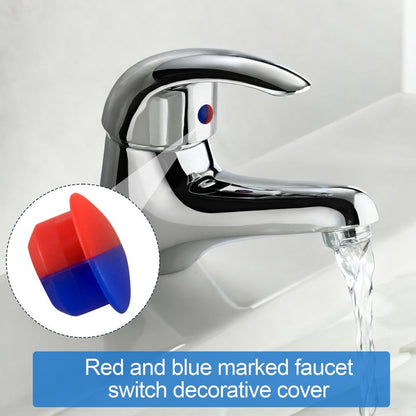 BEIQIYA 12pcs Red & Blue Hot and Cold Faucet Buttons, Faucet Index Buttons for 6.7-7mm Holes, 0.34 Inch Diameter Teperature Sign Replacement Caps for Bathroom Kitchen Shower