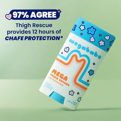 Megababe Mega Thigh Rescue | Jumbo Size Anti-Chafe Stick | Prevents Skin Chafe & Irritation | Thighs, arms, Bra-Lines & More | Summer and Hot Weather Essentials | 3.25oz (Pack of 1)