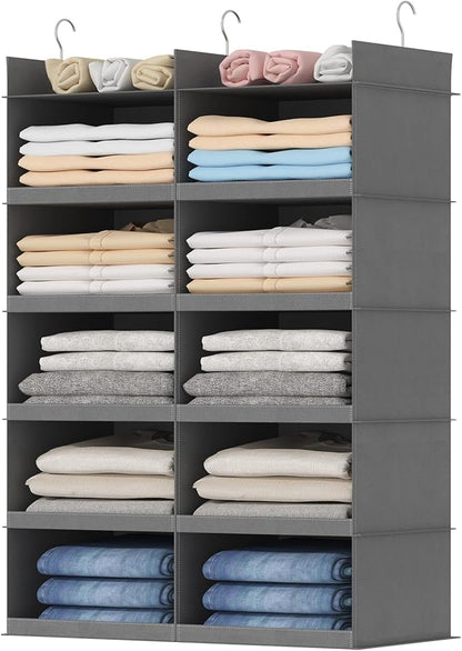 Lifewit Dual-Row Shelf Hanging Closet Organizer and Storage, Clothes Shelves