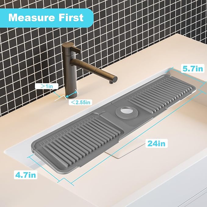 Folding sink splash guard behind faucet-faucet mat