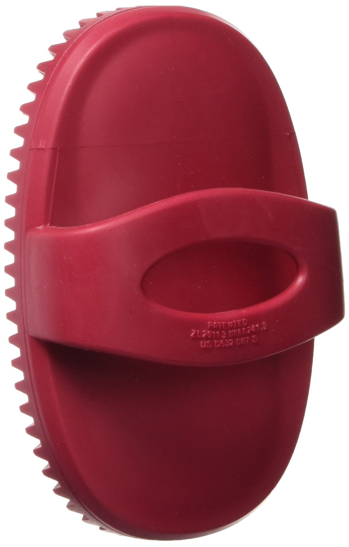 Le Salon Essentials Rubber Curry Grooming Brush with Loop Handle Red