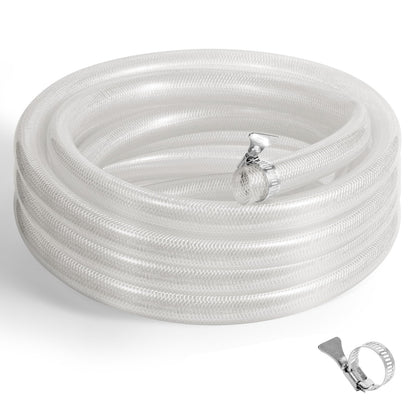 JAKARDA Soft Braided PVC Tubing, High Pressure Reinforced Vinyl Hose for Water, Oil with 2pcs Hose Clamps (3/4" ID x 1" OD*10ft)