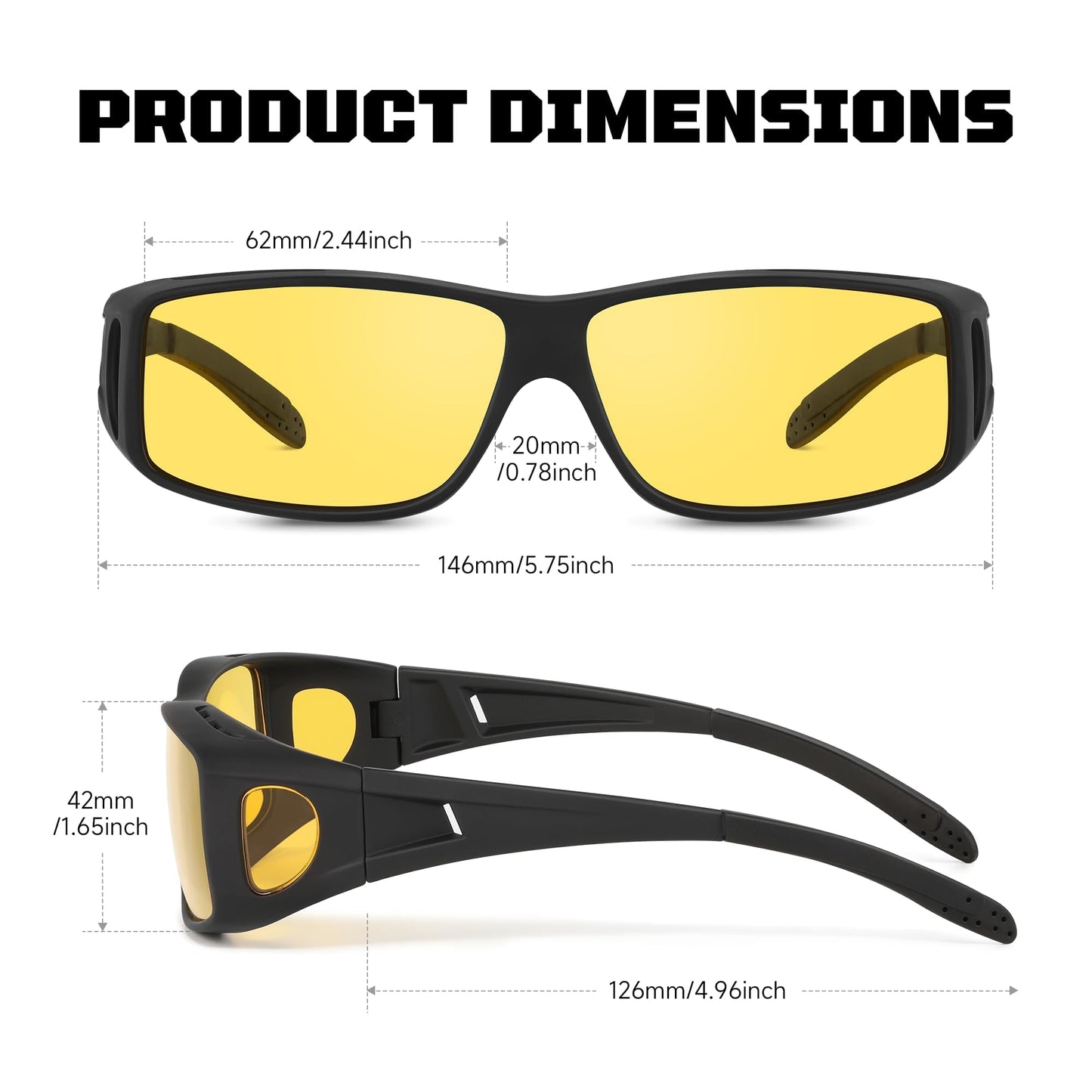 Tnnaiko Night Driving for Men Women, Night Vision Glasses Fit Over Glasses Sunglasses Polarized Nighttime