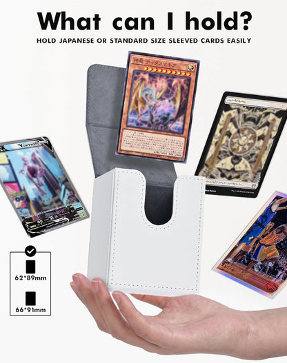 ZLCA Card Deck Box for MTG Yugioh TCG, Card Storage Box with Dividers Holds 100+ Sleeved Cards, Premium Card Deck Case Compatible with CCG Trading Cards (White,Puzzle)