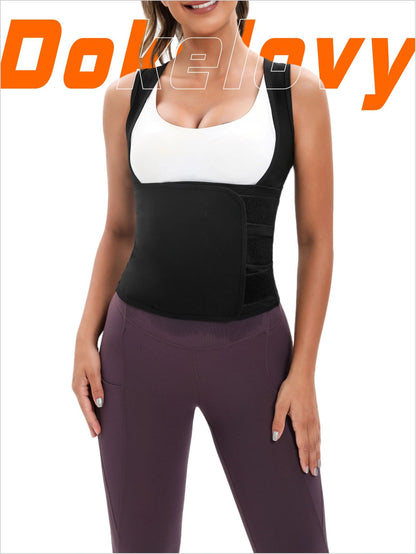 Dokelovy Women's Sauna Vest Waist Trainer - Adjustable Tummy Control Workout Shaper for Belly, Sweat Enhancer for Gym, Yoga