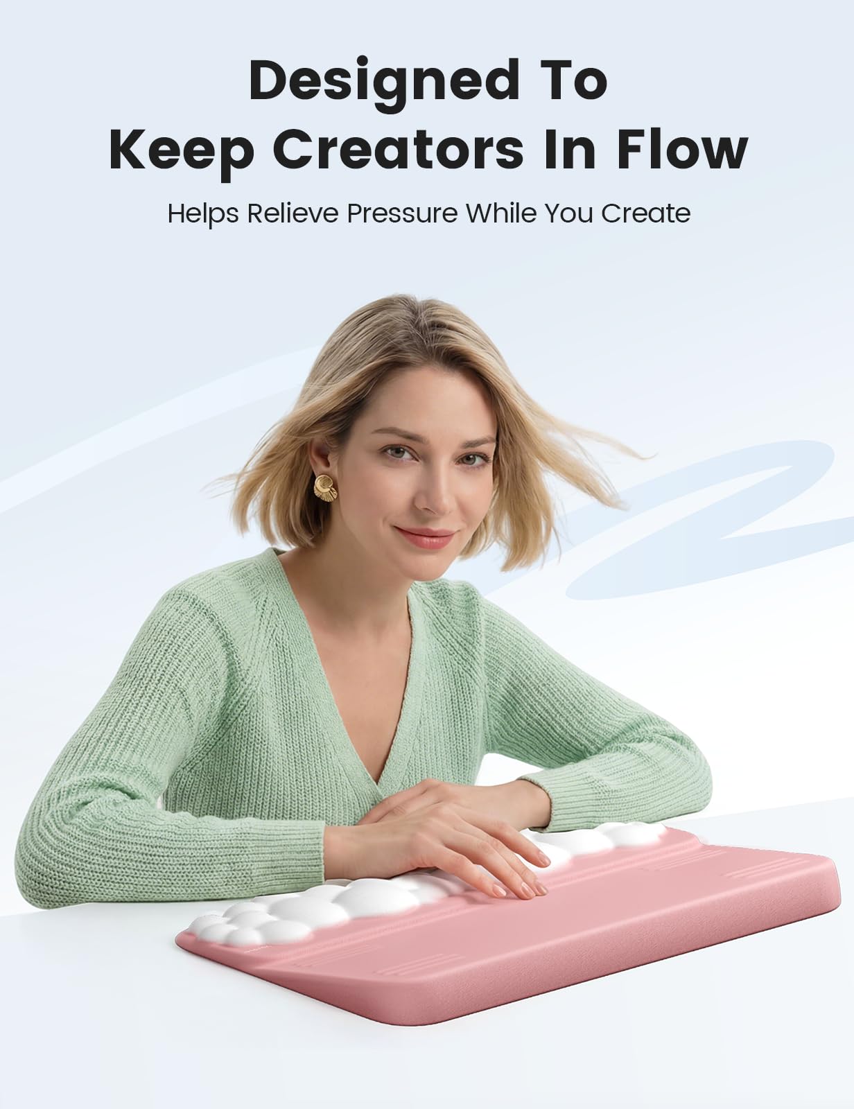 Vaydeer Keyboard Stand Wrist Rest, Cloud Ergonomic Wrist Support Pad Soft Memory Foam, Computer Keyboard Riser Holder Lifter Tilt Cushion for Desk, Palm Hand Typing for Office Home Gaming Pain Relief