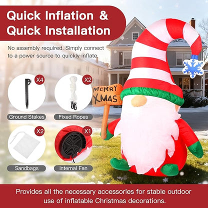 6 FT Christmas Inflatables Decorations Outdoor，Blow Up Gnome Tumbler with Built-in LED Lights for Indoor Holiday Party Yard Garden Lawn Décor