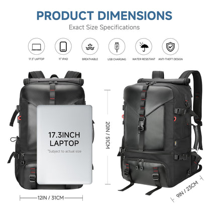 SWICKY Carry-on Travel Backpack for Men, Airline Approved Convertible Duffle Backpack with Shoe Compartment & USB Charging Port, Water Resistant 17.3 Inch Laptop Backpack for Travel Gym Camping