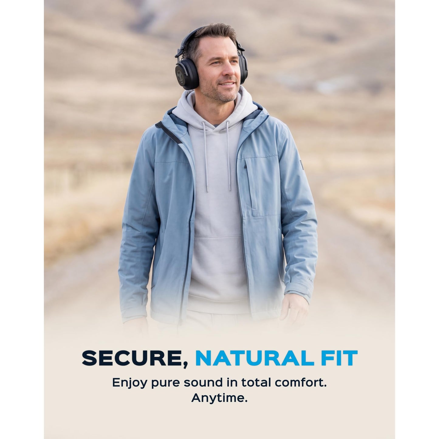 TREBLAB Bluetooth Headphones Over The Ear, Noise Cancelling, Hybrid ANC, 64H Battery, IPX4, Foldable Wireless Headphones with Mic, Lightweight, Work and Travel – U5