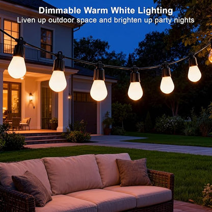 Outdoor String Lights 59FT Smart Patio Lights with APP Control, 18 LED Bulbs RGB IC Warm White, IP65 Waterproof Color Changing for Christmas, Patio, Backyard, Garden, Party, Holiday Decor