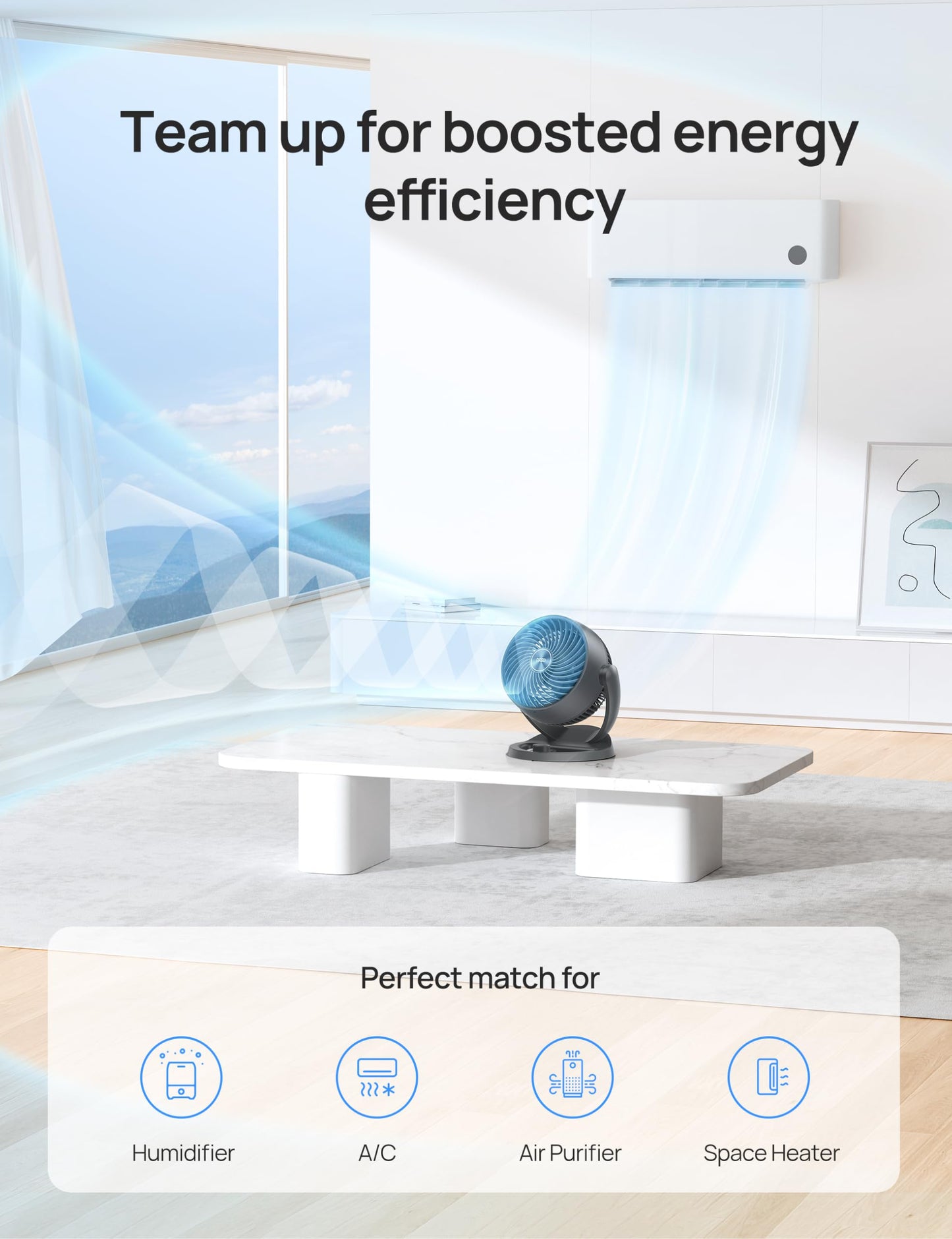 Dreo Fan for Bedroom, 12 Inches, 70ft Powerful Airflow, 28db Quiet Table Air Circulator Fans for Whole Room, 120° Adjustable Tilt, 3 Speeds, Desktop Fan for Home, Office, Kitchen