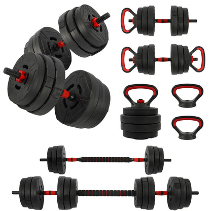 Fitvids Multi-Functional Portable Changeable Dumbbell and Barbell Kettlebell Set with Adjustable Weights, 40LBS or 60LBS Sets, 2-in-1 or 4-in1, Multiple Styles