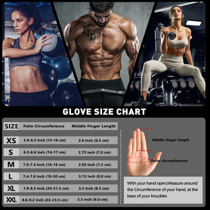 Full Fingers Workout Gloves for Women & Men - Gym Gloves with Extra Grip Foam Padding & Anti-Slip for Fitness, Training & Cycling