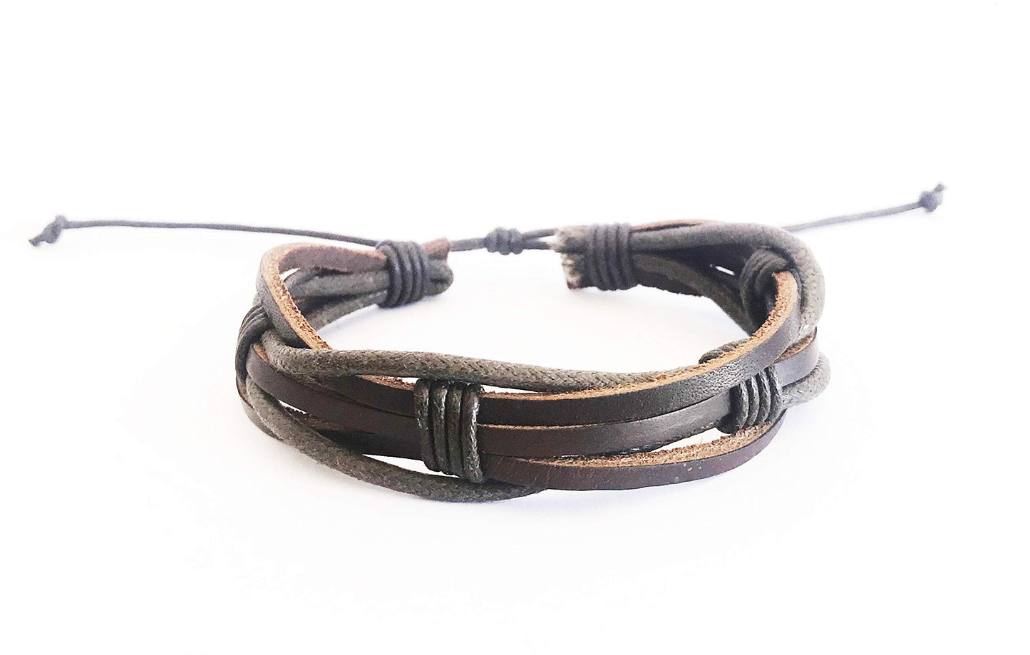 BeGenuine Store Mens Leather Bracelet Braided Brown Rustic Gift For Dad Fathers Day Cuff Wrist Band Rope Bracelet for Guys