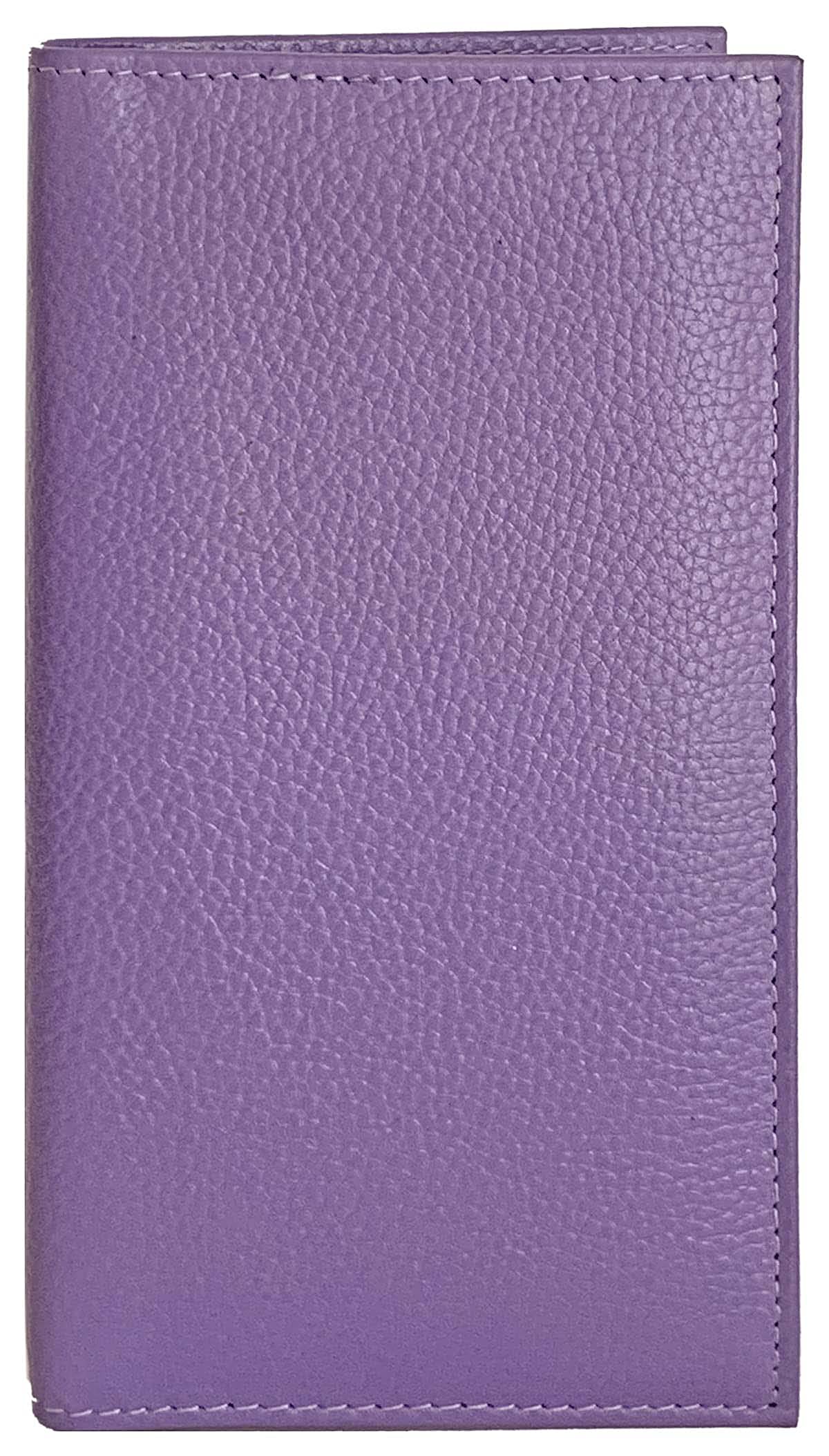 123 Cheap Checks Light Purple Basic Genuine Leather Checkbook Cover For Men & Women