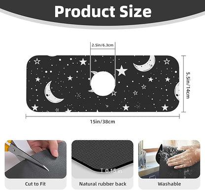 Faucet Draining Mat For Kitchen Sink, Moons Stars White Diatom Mud Absorbent