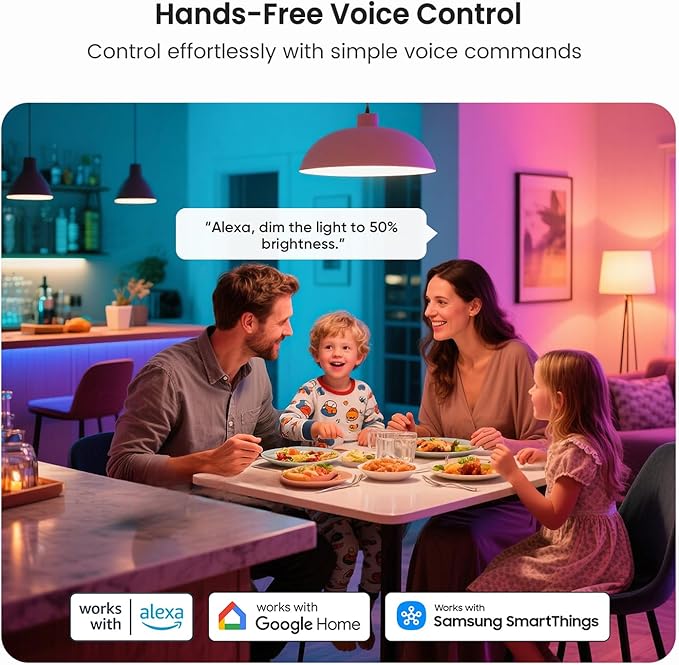 Treatlife Smart Light Bulb, Dimmable Multicolor and White LED Bulb, Compatible with Alexa, Google Assistant, A19 E26 8W (60W Equivalent), No Hub Required, 2 Pack