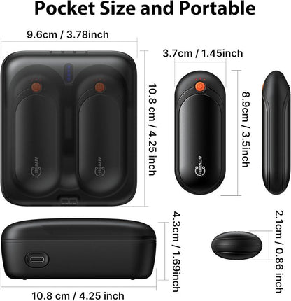 Rechargeable Hand Warmers - 5 Levels Double-Sided Heating | 10000mAh Charging Case, Portable Pocket Heater for Winter Outdoor Activities