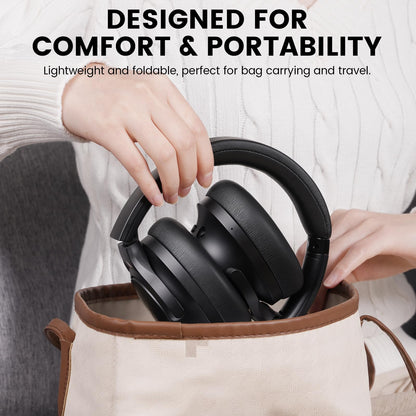 1Mii AI Y8 Active Noise Cancelling Headphones, Bluetooth 6.0 Wireless Over Ear, 100H Playtime Hi-Res Audio, AI Translation & Voice Chat, Custom EQ via APP for Travel & Home Office - Black