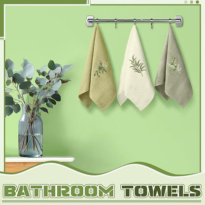 Eucalyptus Leaves Hand Towels Farmhouse Green Bathroom Decor 14x29 Inch