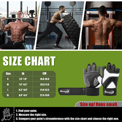 Workout Gloves Gym Gloves for Men and Women Weight Lifting Gloves with Wrist Support Full Palm Protection Breathable for Trainning, Cycling, Pull-ups, Rowing, Climbing
