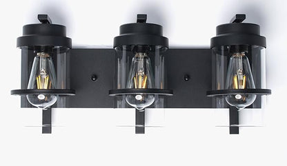 Bathroom Vanity Light Fixtures,Rustic Matte Black Vanity Lights 3 Bulb,Industrial Bathroom Light 3 Pack(Bulbs not Included)
