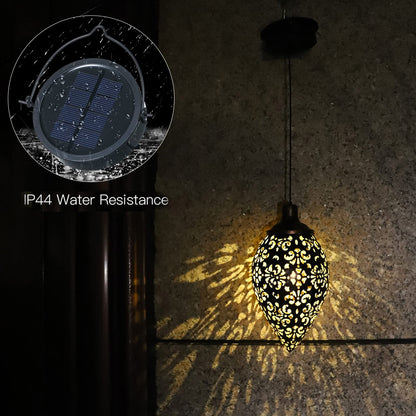 (2 Pack) Hanging Solar Lights, Tomshine Solar Lantern LED Moroccan Garden Decor, Metal Solar Lanterns Outdoor Waterproof for Outside, Patio, Porch, Pathway Hanging Decor