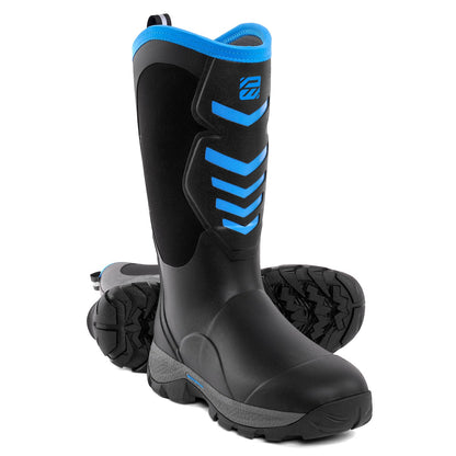 WOVENPAK Rubber Boots for Men, Mens Boots Waterproof Insulated Hunting Boots with Steel Shank, Neoprene Rubber Work Mud Boots Outdoor All Season, Size 7