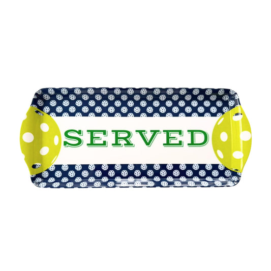 Sprinkles & Confetti Navy Pickleball Melamine Serving Tray with Handles - BPA-Free, Reusable | Durable Platter for Birthdays, Outdoor Events | Charcuterie, Appetizers, Cupcakes, Snacks