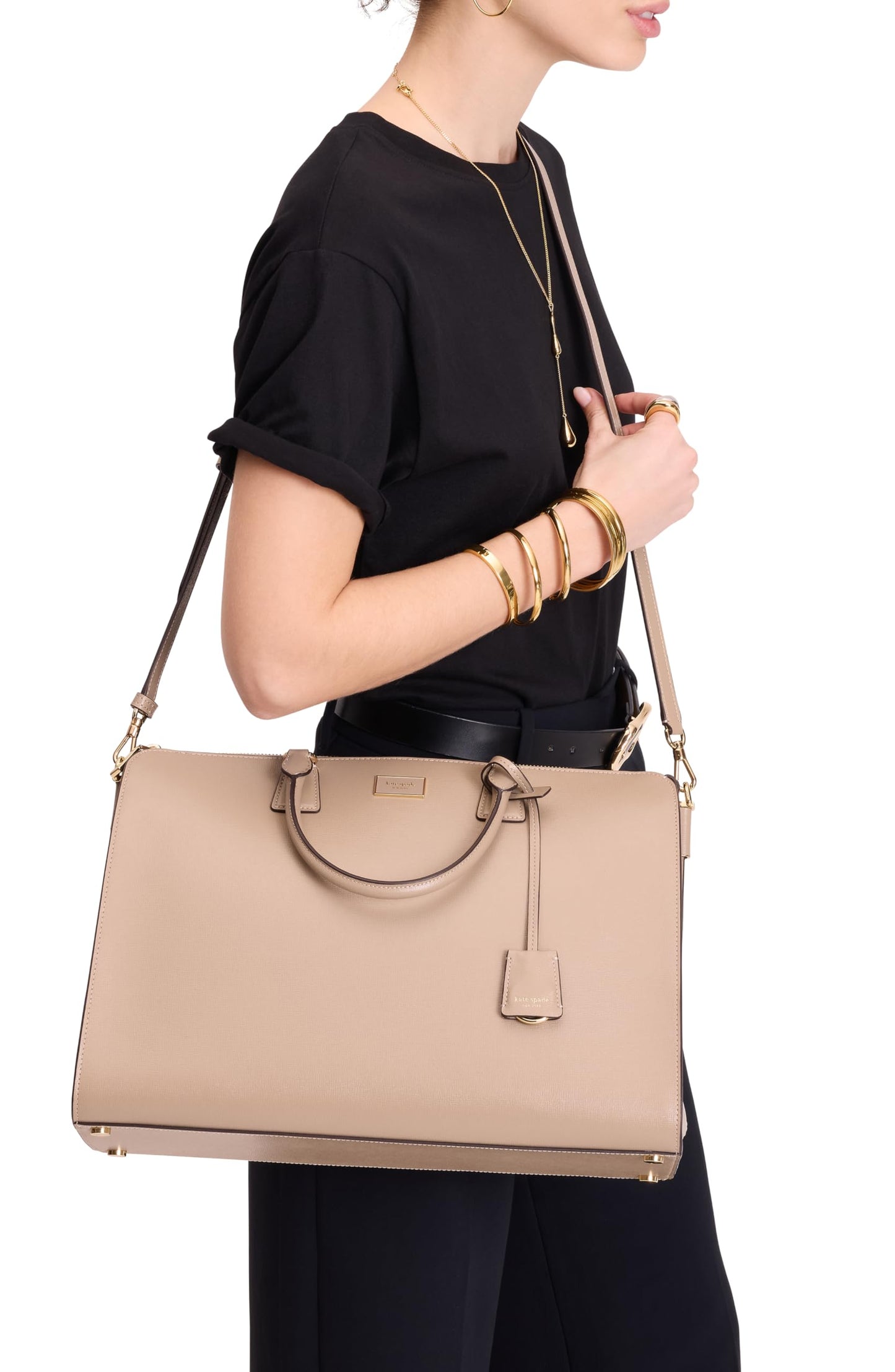 kate spade new york Serena Saffiano Leather Laptop Bag, Timeless Taupe