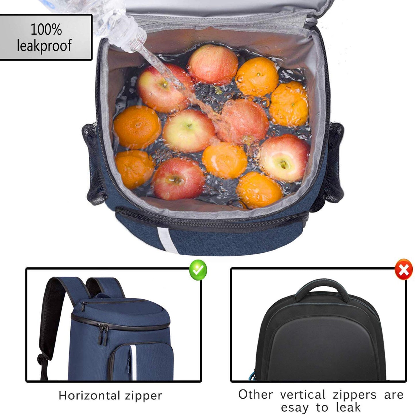 FORICH Backpack Cooler Leakproof Insulated Waterproof Backpack Cooler Bag, Lightweight Soft Beach Cooler Backpack for Men Women to Work Picnics Camping Hiking, 30 Cans(Blue)